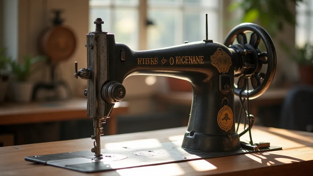 Restored vintage sewing machine on a workbench