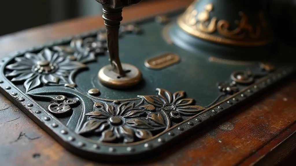 Detail of a vintage sewing machine base