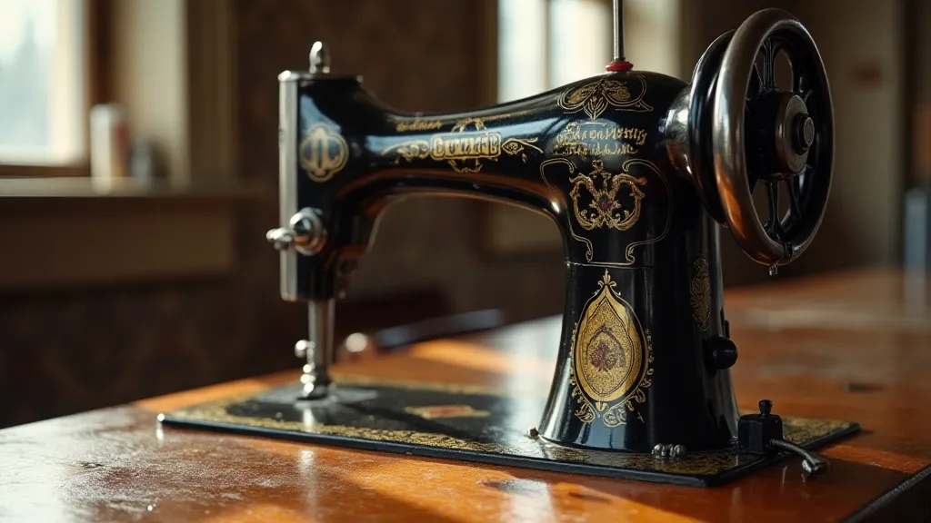 Close-up of a Singer 201 sewing machine