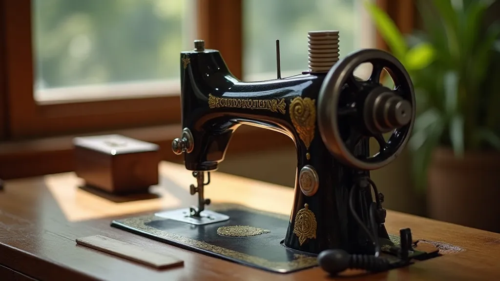 Singer Black Patent Sewing Machine Close-Up