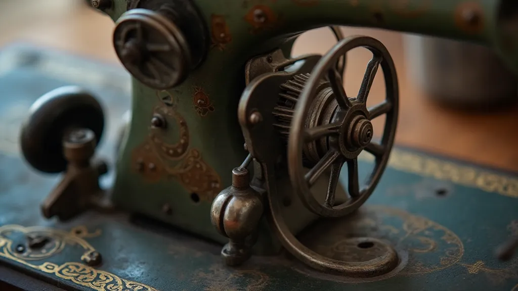 Close-up of 19th-century Singer gears